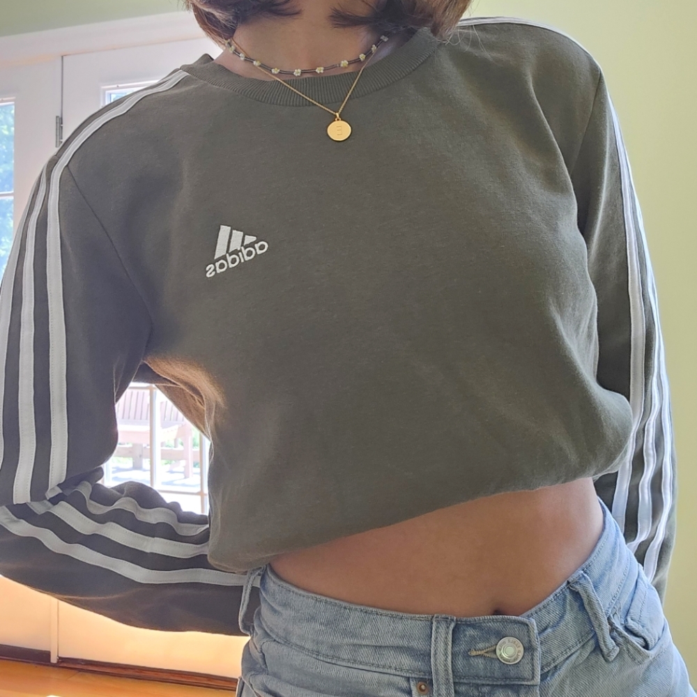 Adidas sage green crewneck